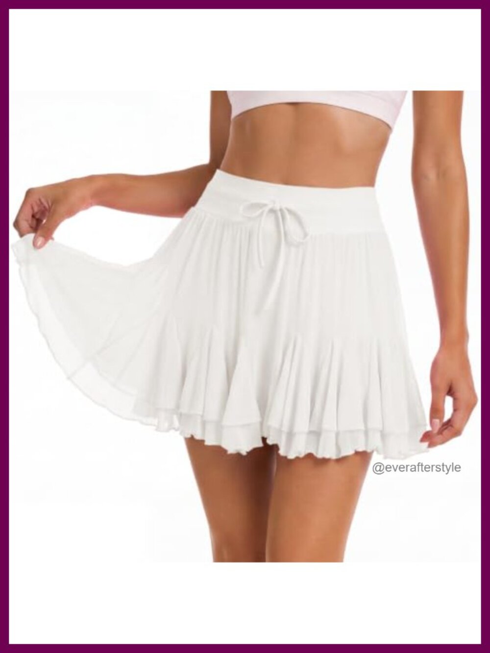 Women's Ruffle Mesh Skort High Waist Double Layer Built-in Shorts
